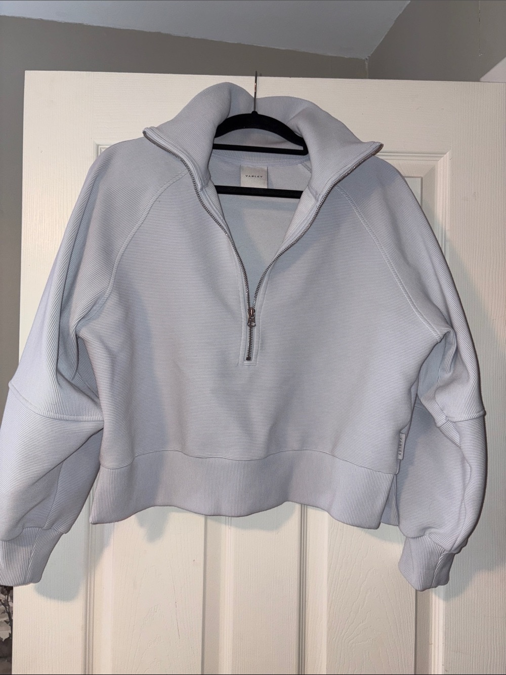 Varley Light Gray/light blue Half-Zip Cropped Pullover